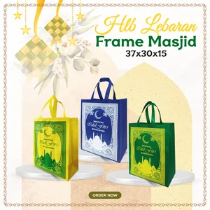 Tas Parcel Lebaran Sablon Goodie Bag Lebaran Tas Spunbond Parcel Idul Fitri 37x30x15