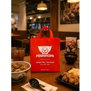 Tas Spunbond Custom Take Away Restoran Tas Spunbond Logo Branding Usaha Makanan dan Minuman Tas Spunbond Custom Sablon